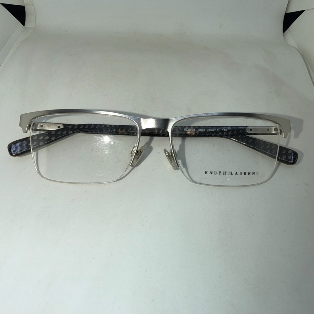 Ralph Lauren Silver Metal Rectangular Glasses Wit… - image 1